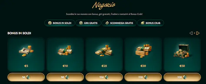 Cashed Casino Italy crab