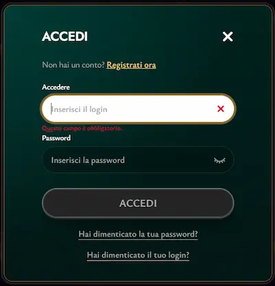 Cashed Casino Italy login